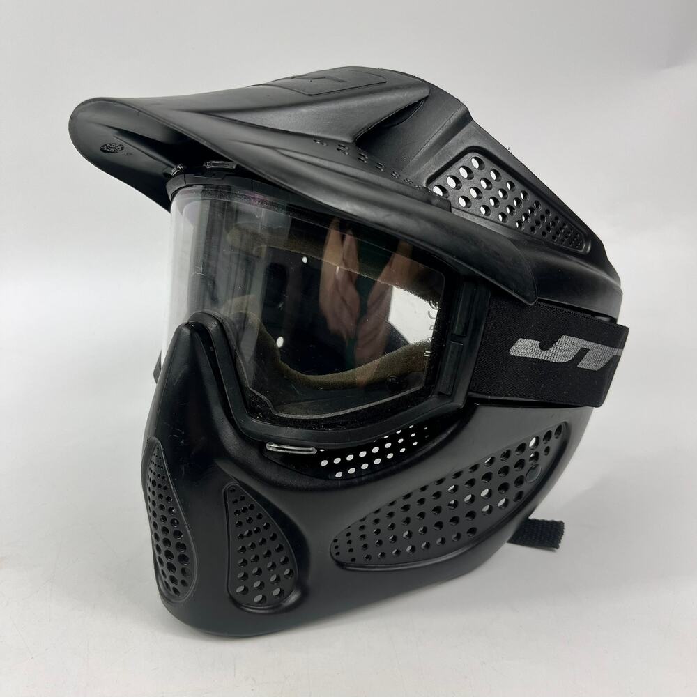 JT nForcer Paintball Mask Black Full Face Goggles Adult One Size w/ Visor Strap